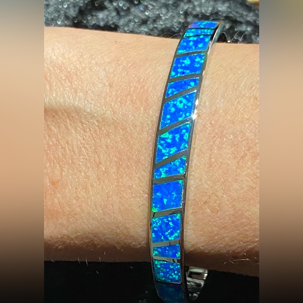 Blue opal and Sterling Silver Bracelet